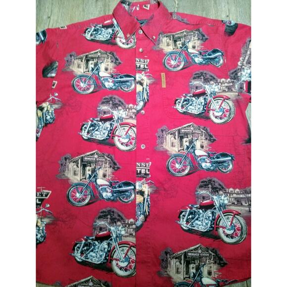 North River Outfitters Classic Motorcycle All Over Print Shirt Men's Size Medium - Picture 2 of 3